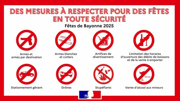 🎉 Fêtes de Bayonne : consignes de sécurité officielles à consulter avant le lancement des festivités. 

S’amuser en toute sécurité, c’est la clé d’un moment réussi ⬇️